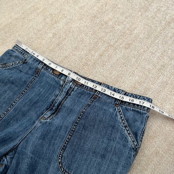 Vintage DKNY Jeans Blue Chambray Wide Leg Crop Pants Jeans 12 - Picture 8 of 12